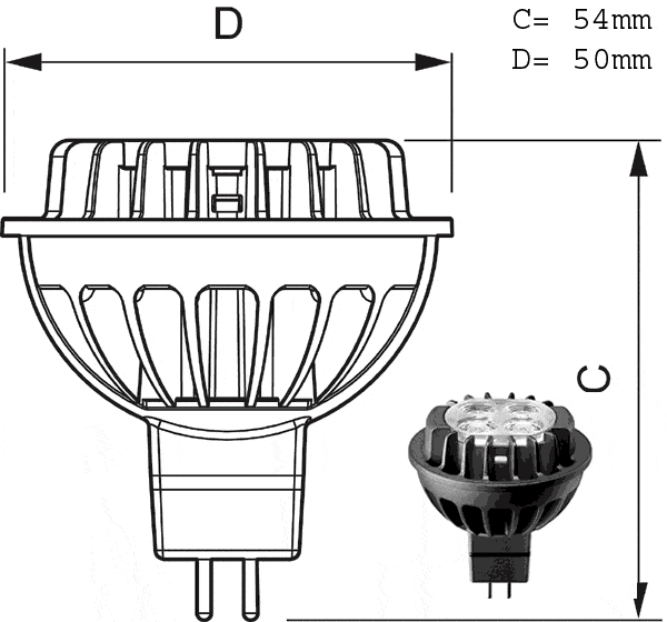 Lampafmetingen LEDspot GU5.3 dimmable Lampafmetingen LEDspot GU5.3 dimmable